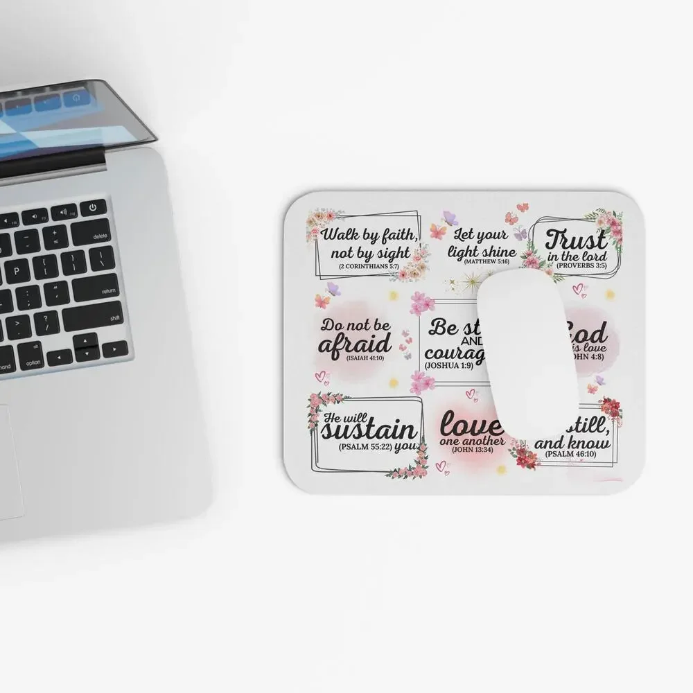 Floral Bible Verse Mouse Pad | Christian Desk Decor